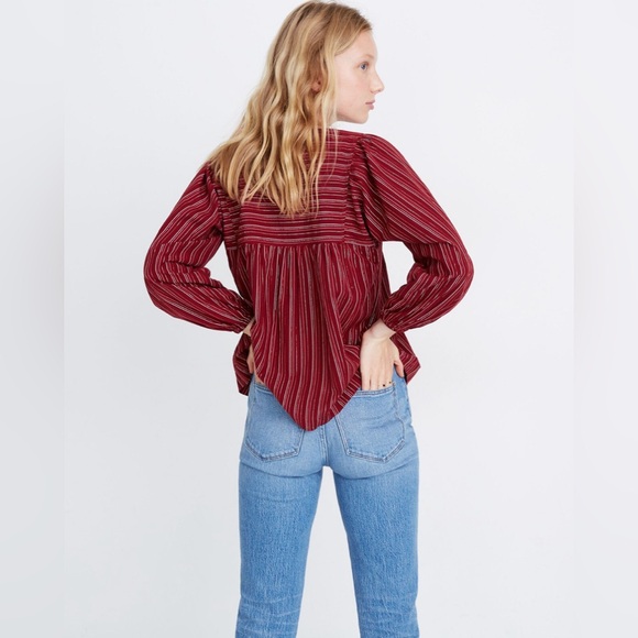 Madewell Swingy Peasant Top in Metallic Stripe - Picture 2 of 8
